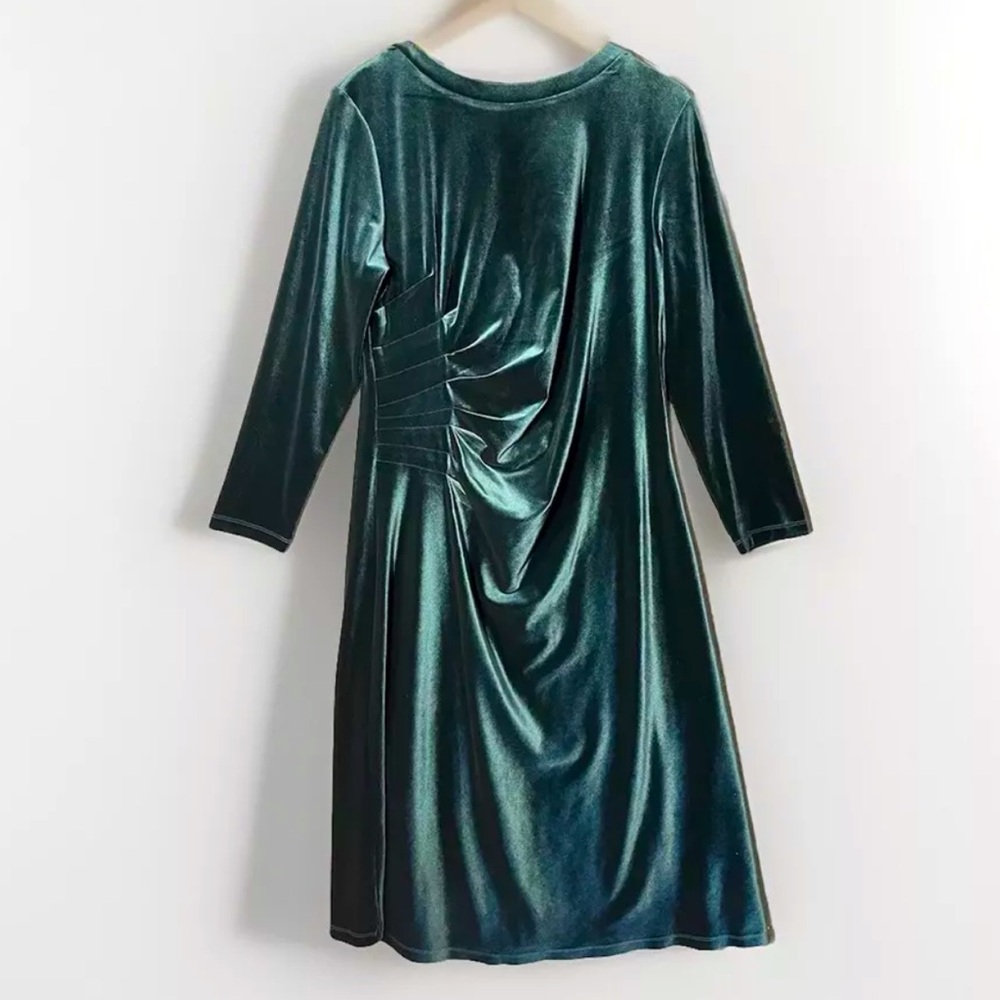Soft Surroundings Lisabetta Velvet Dress PL Petite Large Green
